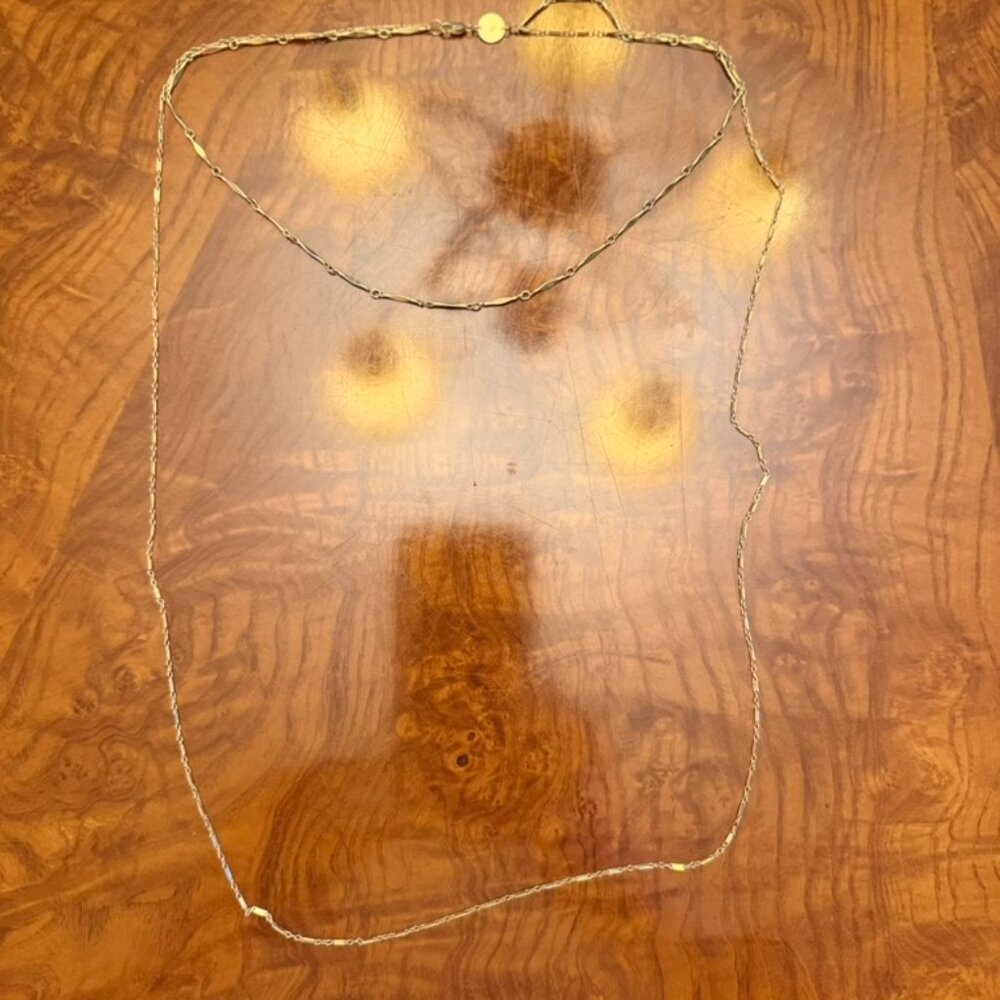 Delicate Gold Layering Necklace – Long, Minimal Chain with Station Details